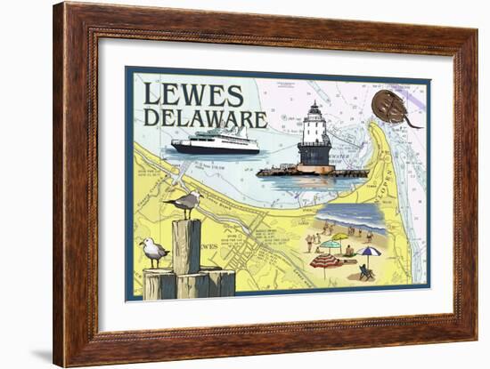 Lewes, Delaware - Nautical Chart #2-Lantern Press-Framed Art Print