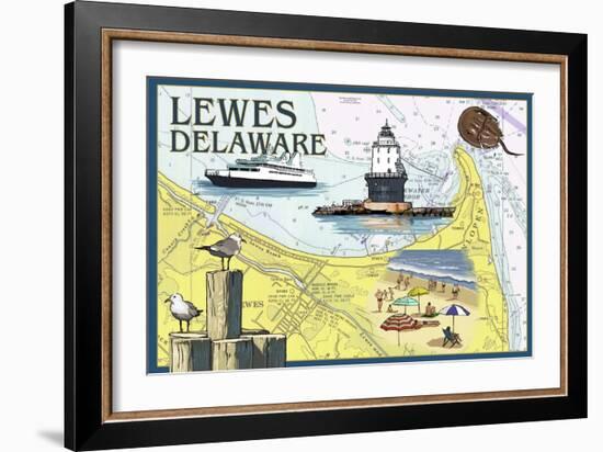 Lewes, Delaware - Nautical Chart #2-Lantern Press-Framed Art Print