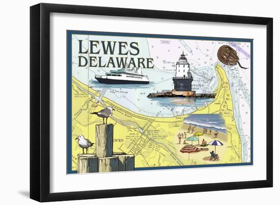 Lewes, Delaware - Nautical Chart #2-Lantern Press-Framed Art Print