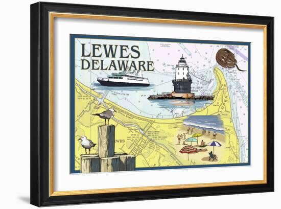 Lewes, Delaware - Nautical Chart #2-Lantern Press-Framed Art Print