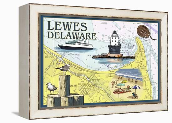 Lewes, Delaware - Nautical Chart #2-Lantern Press-Framed Stretched Canvas