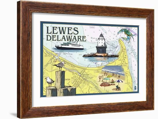 Lewes, Delaware - Nautical Chart-Lantern Press-Framed Art Print