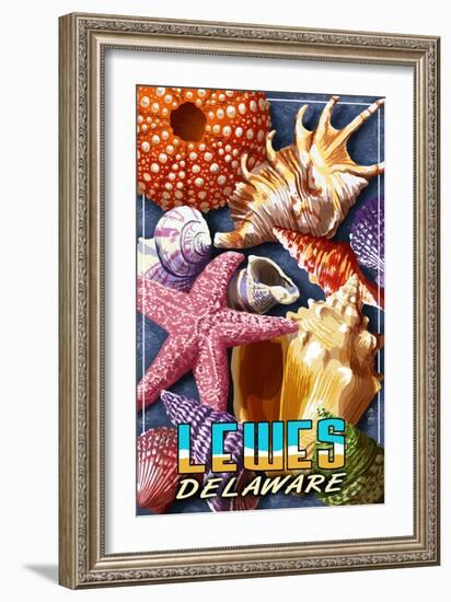 Lewes, Delaware - Shells Montage-Lantern Press-Framed Art Print