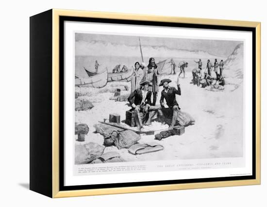 Lewis and Clark at the Mouth of the Columbia River, 1805, from "Collier's Magazine," May 12th 1906-Frederic Sackrider Remington-Framed Premier Image Canvas