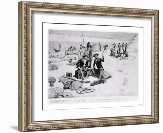 Lewis and Clark at the Mouth of the Columbia River, 1805, from "Collier's Magazine," May 12th 1906-Frederic Sackrider Remington-Framed Giclee Print