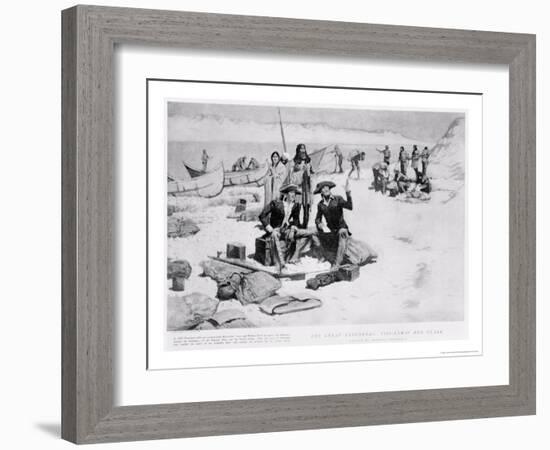 Lewis and Clark at the Mouth of the Columbia River, 1805, from "Collier's Magazine," May 12th 1906-Frederic Sackrider Remington-Framed Giclee Print