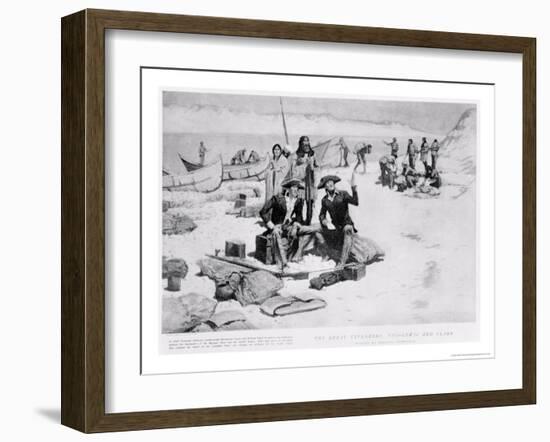 Lewis and Clark at the Mouth of the Columbia River, 1805, from "Collier's Magazine," May 12th 1906-Frederic Sackrider Remington-Framed Giclee Print