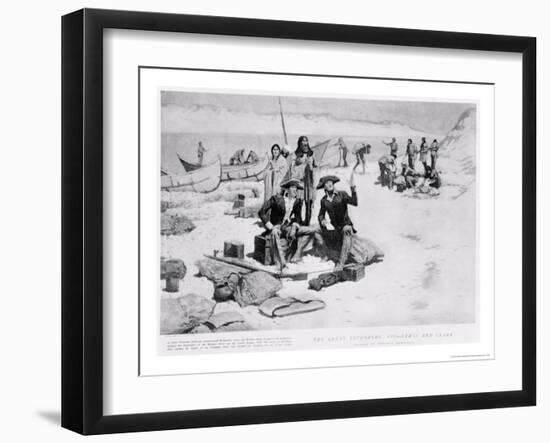 Lewis and Clark at the Mouth of the Columbia River, 1805, from "Collier's Magazine," May 12th 1906-Frederic Sackrider Remington-Framed Giclee Print
