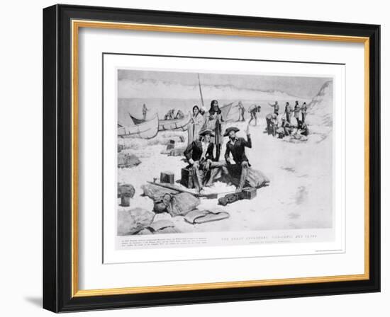 Lewis and Clark at the Mouth of the Columbia River, 1805, from "Collier's Magazine," May 12th 1906-Frederic Sackrider Remington-Framed Giclee Print