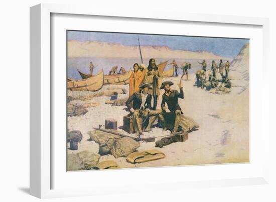 Lewis and Clark at the Mouth of the Columbia River, 1805, from 'Collier's Magazine', May 12th 1906-Frederic Sackrider Remington-Framed Giclee Print