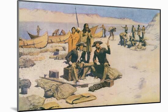 Lewis and Clark at the Mouth of the Columbia River, 1805, from 'Collier's Magazine', May 12th 1906-Frederic Sackrider Remington-Mounted Giclee Print