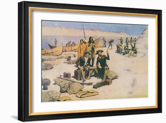 Lewis and Clark at the Mouth of the Columbia River, 1805, from 'Collier's Magazine', May 12th 1906-Frederic Sackrider Remington-Framed Giclee Print