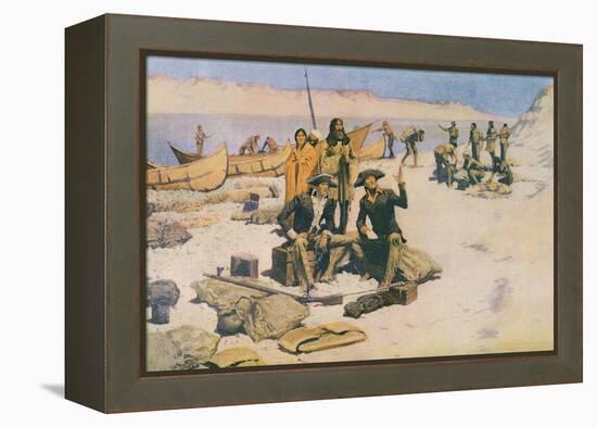 Lewis and Clark at the Mouth of the Columbia River, 1805, from 'Collier's Magazine', May 12th 1906-Frederic Sackrider Remington-Framed Premier Image Canvas