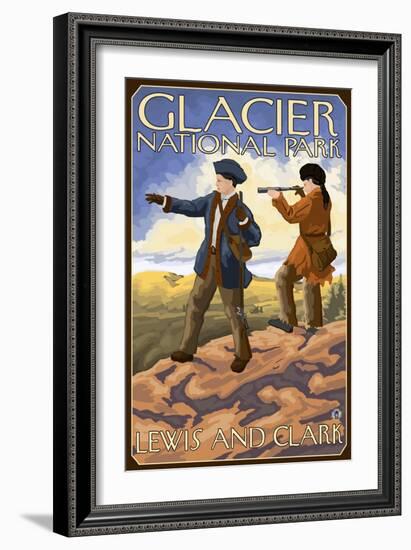 Lewis and Clark, Glacier National Park, Montana-Lantern Press-Framed Art Print