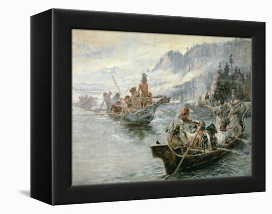 Lewis and Clark on the Lower Columbia River, 1905-Charles Marion Russell-Framed Premier Image Canvas