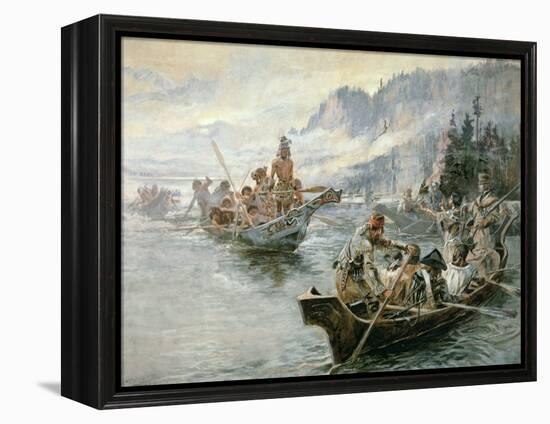 Lewis and Clark on the Lower Columbia River, 1905-Charles Marion Russell-Framed Premier Image Canvas