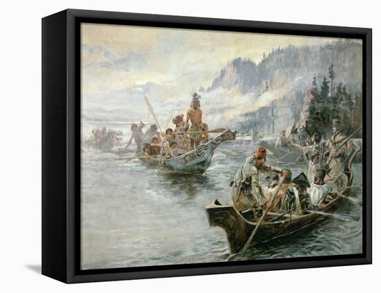 Lewis and Clark on the Lower Columbia River, 1905-Charles Marion Russell-Framed Premier Image Canvas