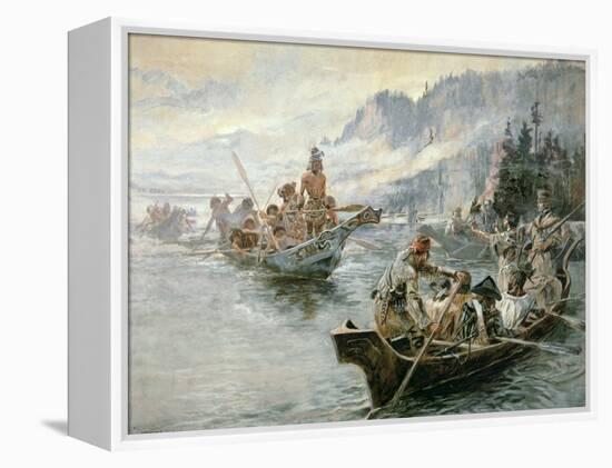 Lewis and Clark on the Lower Columbia River, 1905-Charles Marion Russell-Framed Premier Image Canvas