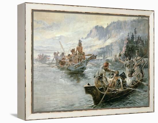 Lewis and Clark on the Lower Columbia River, 1905-Charles Marion Russell-Framed Premier Image Canvas