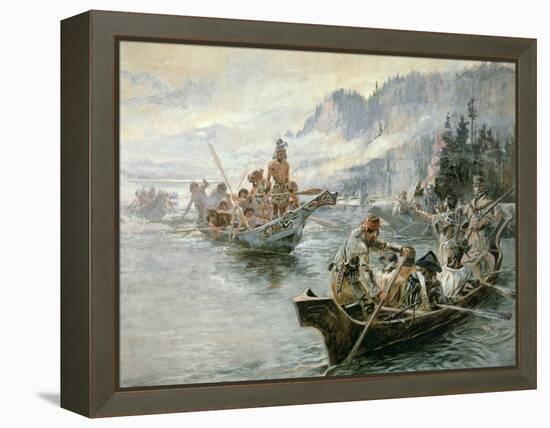 Lewis and Clark on the Lower Columbia River, 1905-Charles Marion Russell-Framed Premier Image Canvas