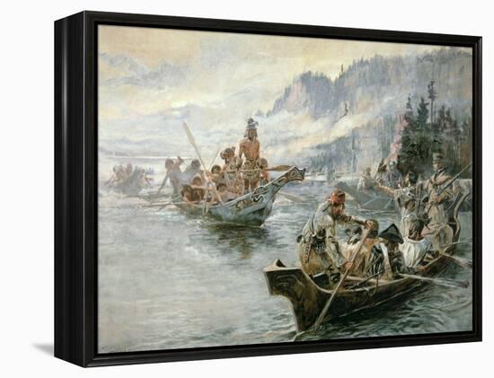 Lewis and Clark on the Lower Columbia River, 1905-Charles Marion Russell-Framed Premier Image Canvas