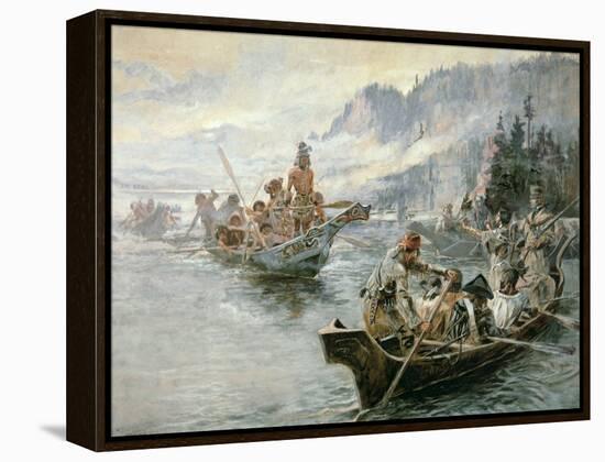 Lewis and Clark on the Lower Columbia River, 1905-Charles Marion Russell-Framed Premier Image Canvas