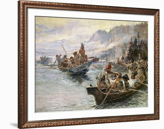 Lewis and Clark on the Lower Columbia-Charles Marion Russell-Framed Art Print