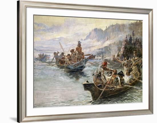 Lewis and Clark on the Lower Columbia-Charles Marion Russell-Framed Art Print