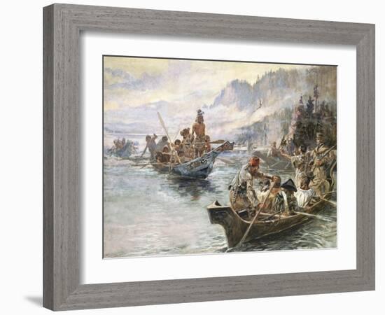 Lewis and Clark on the Lower Columbia-Charles Marion Russell-Framed Art Print