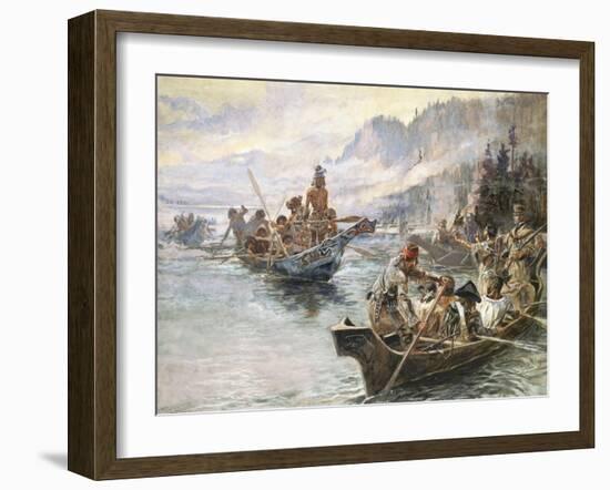 Lewis and Clark on the Lower Columbia-Charles Marion Russell-Framed Art Print