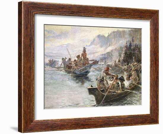 Lewis and Clark on the Lower Columbia-Charles Marion Russell-Framed Art Print