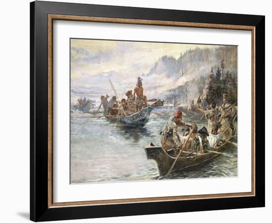 Lewis and Clark on the Lower Columbia-Charles Marion Russell-Framed Art Print