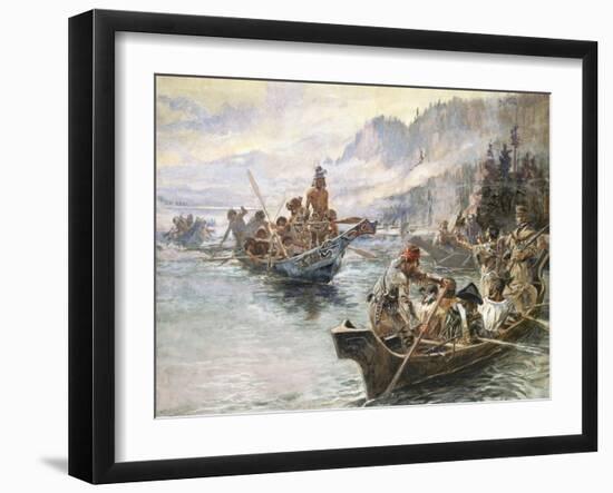 Lewis and Clark on the Lower Columbia-Charles Marion Russell-Framed Art Print