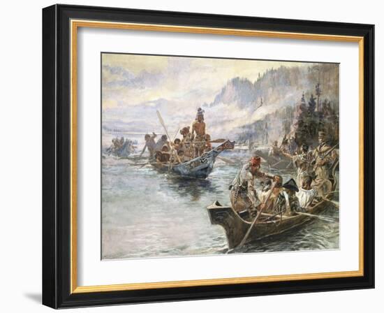 Lewis and Clark on the Lower Columbia-Charles Marion Russell-Framed Art Print