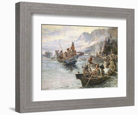 Lewis and Clark on the Lower Columbia-Charles Marion Russell-Framed Premium Giclee Print