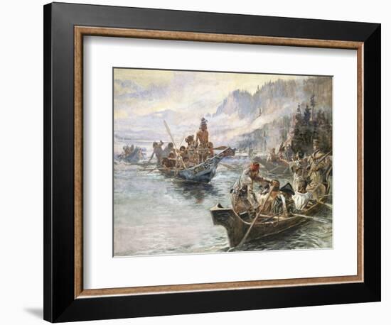 Lewis and Clark on the Lower Columbia-Charles Marion Russell-Framed Premium Giclee Print
