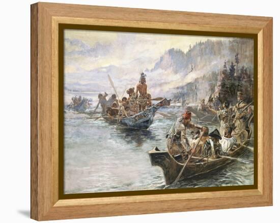 Lewis and Clark on the Lower Columbia-Charles Marion Russell-Framed Stretched Canvas