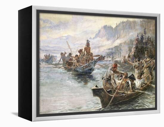 Lewis and Clark on the Lower Columbia-Charles Marion Russell-Framed Stretched Canvas