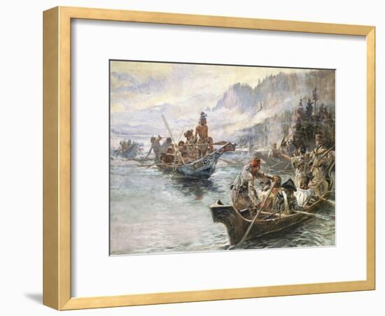 Lewis and Clark on the Lower Columbia-Charles Marion Russell-Framed Premium Giclee Print