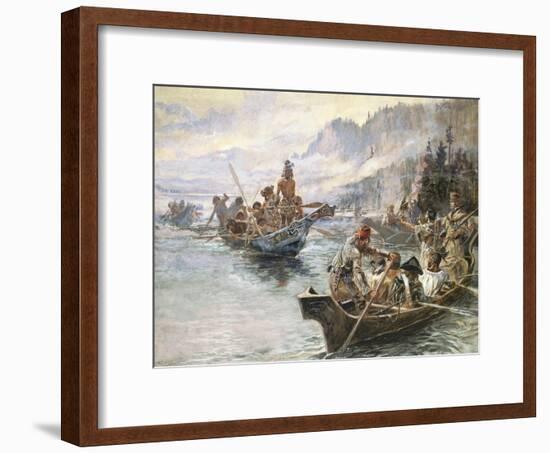 Lewis and Clark on the Lower Columbia-Charles Marion Russell-Framed Premium Giclee Print