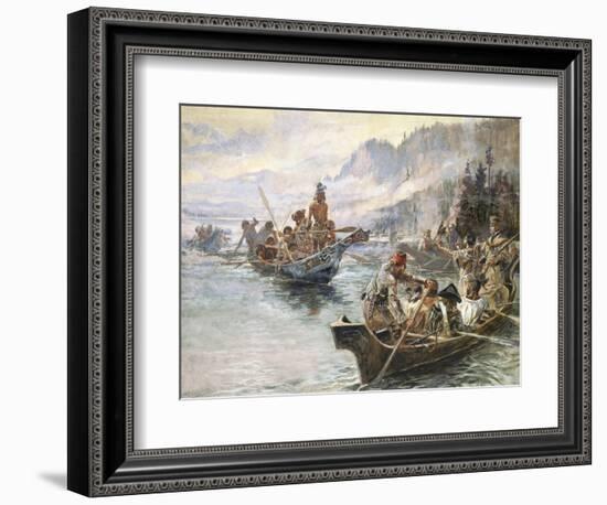 Lewis and Clark on the Lower Columbia-Charles Marion Russell-Framed Art Print