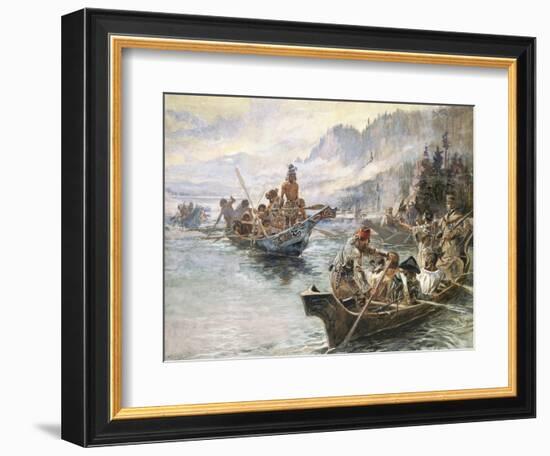 Lewis and Clark on the Lower Columbia-Charles Marion Russell-Framed Art Print