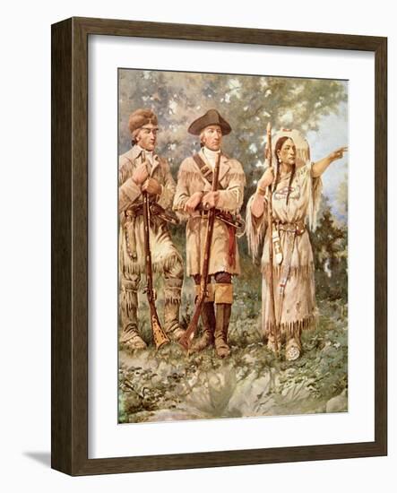 Lewis and Clark with Sacagawea-Edgar Samuel Paxson-Framed Giclee Print