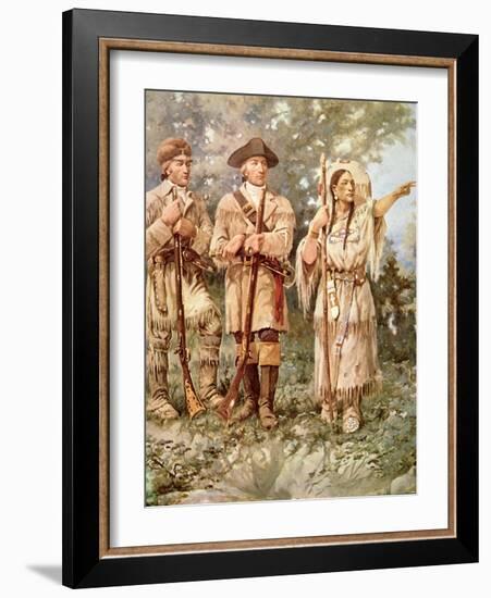 Lewis and Clark with Sacagawea-Edgar Samuel Paxson-Framed Giclee Print