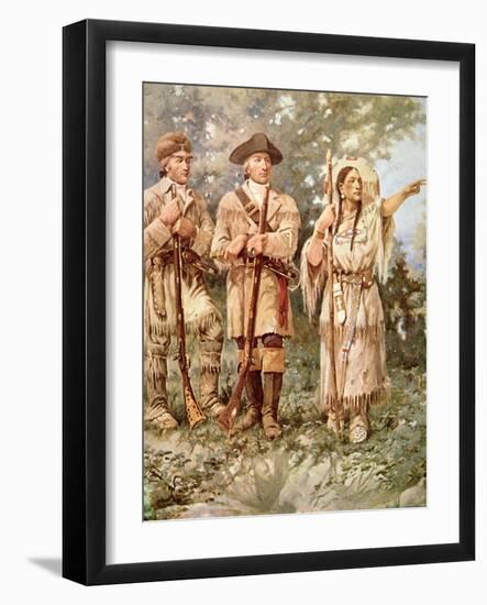 Lewis and Clark with Sacagawea-Edgar Samuel Paxson-Framed Giclee Print