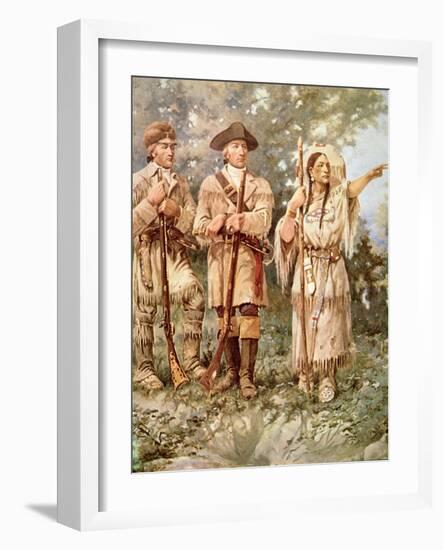 Lewis and Clark with Sacagawea-Edgar Samuel Paxson-Framed Giclee Print