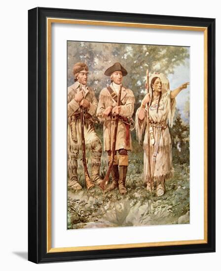 Lewis and Clark with Sacagawea-Edgar Samuel Paxson-Framed Giclee Print