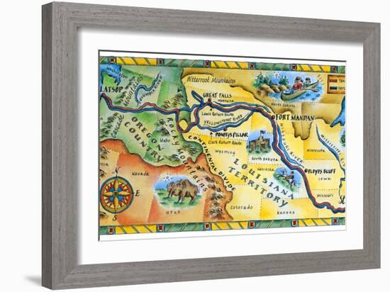 Lewis & Clark Expedition Map-Jennifer Thermes-Framed Photographic Print