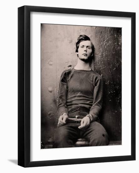 Lewis Powell in Wrist Irons aboard the USS Saugus, 1865 (Photo)-Alexander Gardner-Framed Giclee Print