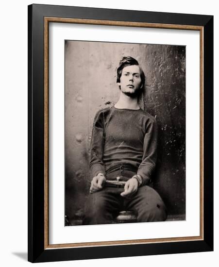 Lewis Powell in Wrist Irons aboard the USS Saugus, 1865 (Photo)-Alexander Gardner-Framed Giclee Print